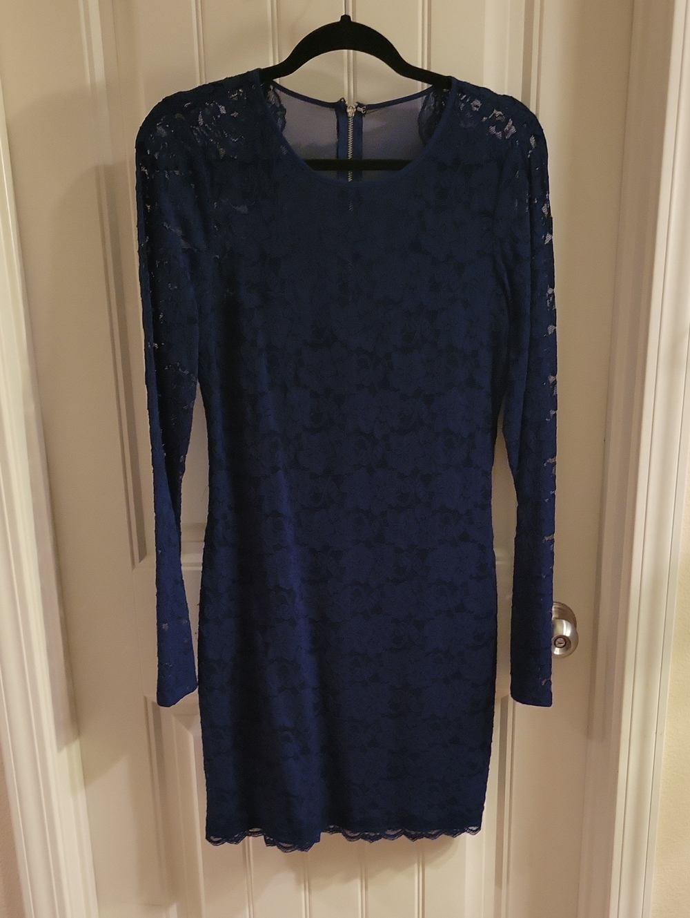 Express Navy Blue Lace Long-Sleeve Dress